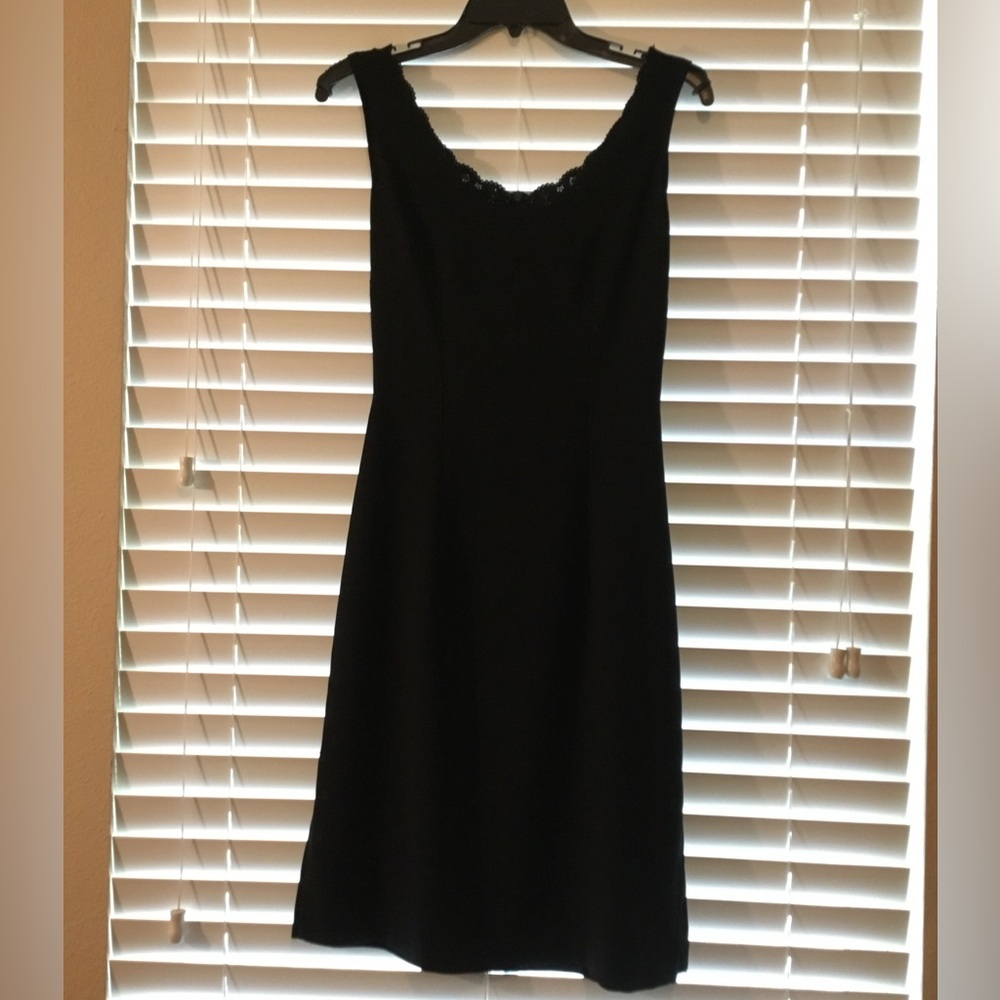 Bisou Bisou Black Lace-Trim Midi Dress